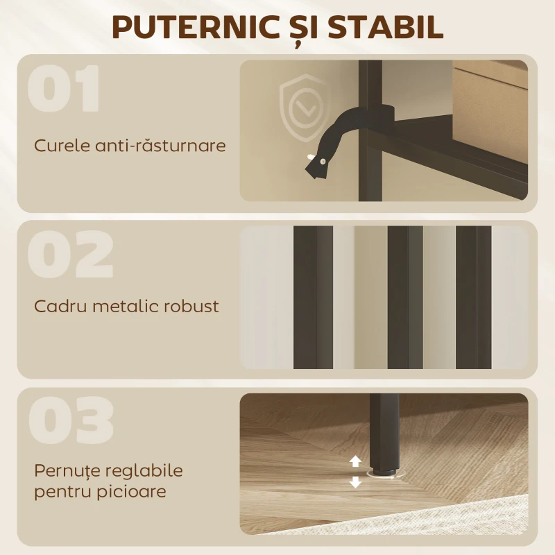 HOMCOM Consolă cu Rafturi Deschise pe 3 Niveluri, Metal, 55x30x85 cm, Negru