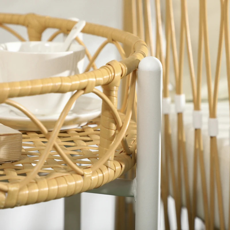Outsunny Conjunto de Jardim Exterior com 2 Cadeiras e Mesa em Vime com Almofadas Acolchoadas para Varanda Terraço Bege e Creme