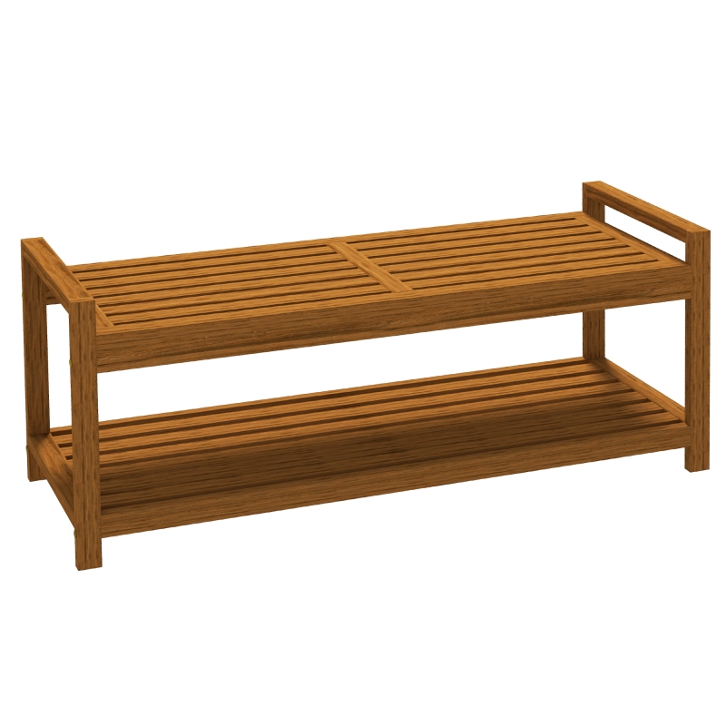 Outsunny Outdoor Schuhbank für 2 Personen, In- & Outdoor, bis 250 kg, Akazienholz, 118 x 40,5 x 46 cm