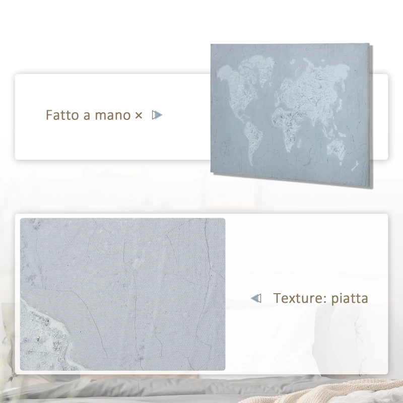 HOMCOM Stampa su Tela 120x90cm per Casa e Ufficio, Tela in Legno di Pino e Inchiostro in Resina Poliuretanica, Grigia e Bianca
