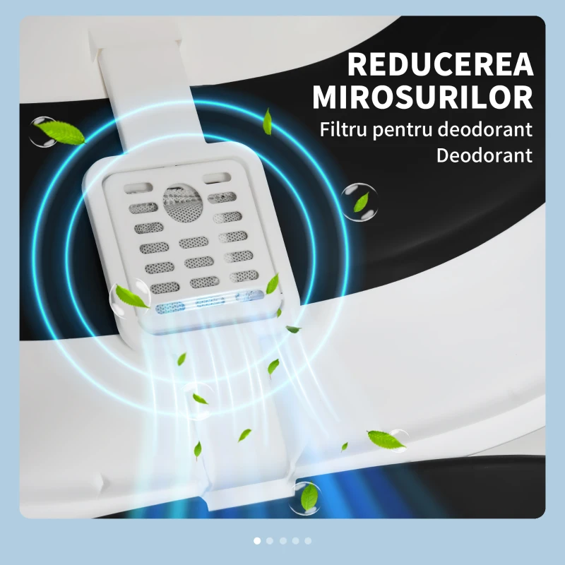 PawHut Litiere pentru Pisici Închise cu Capac, Lopățică și Deodorant, Design Rabatabil, 52x41x38 cm, Alb și Negru