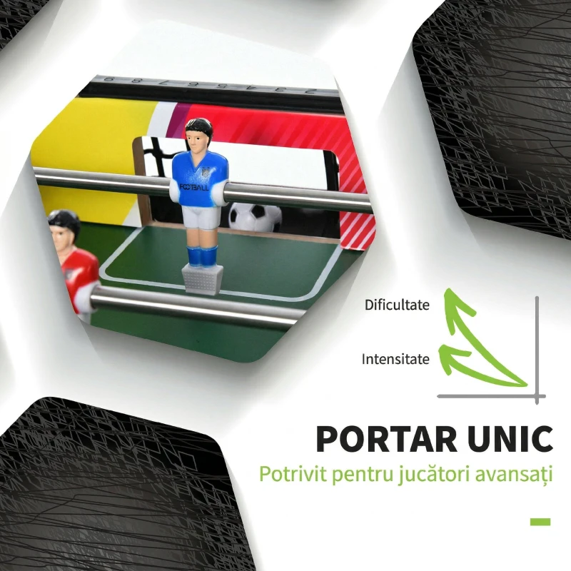 HOMCOM Masa de Fotbal cu 2 Tabele de Scor, din Lemn, Oțel Inoxidabil și Plastic, 86,5x43,5x63 cm, Multicolor