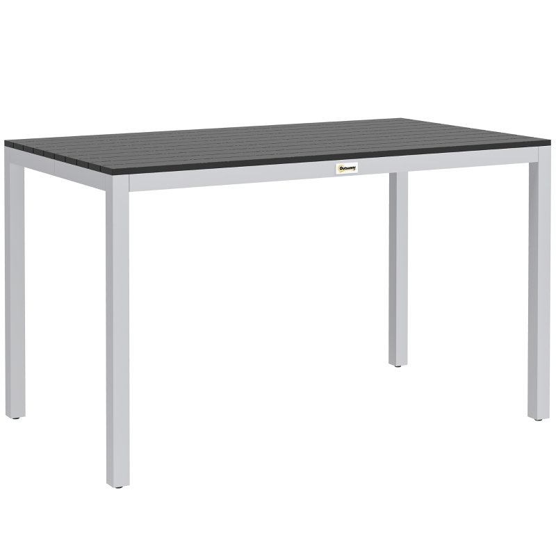 Outsunny Gartentisch Aluminium 120x70 cm Wetterfest Balkontisch mit Holzoptik, für 4-6 Personen Schwarz