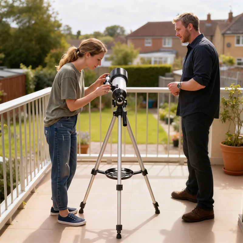 Outsunny Télescope astronomique adultes et débutants 70 mm, télescope réfracteur 40X/16X trépied réglable, 80 x 80 x 135 cm blanc