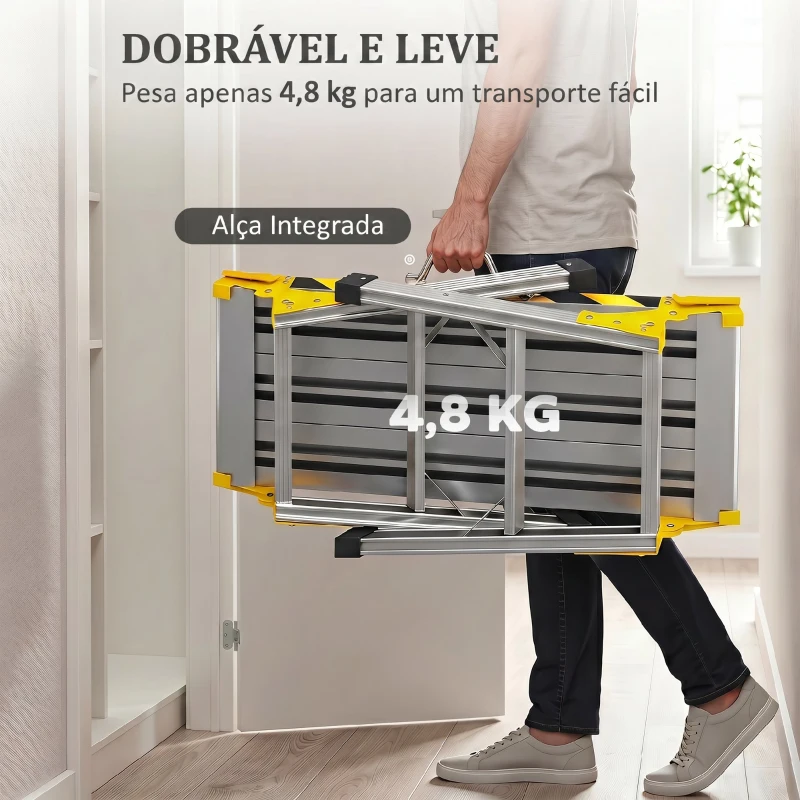 HOMCOM Banco de Trabalho Antiderrapante Suporte de Ferramentas Dobrável em Alumínio com Pega 150 kg 110x32x50 cm Preto