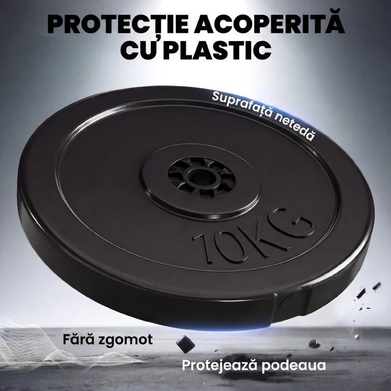 HOMCOM Set de Discuri de Greutăți pentru Antrenament, 5 kg și 10 kg, Negru