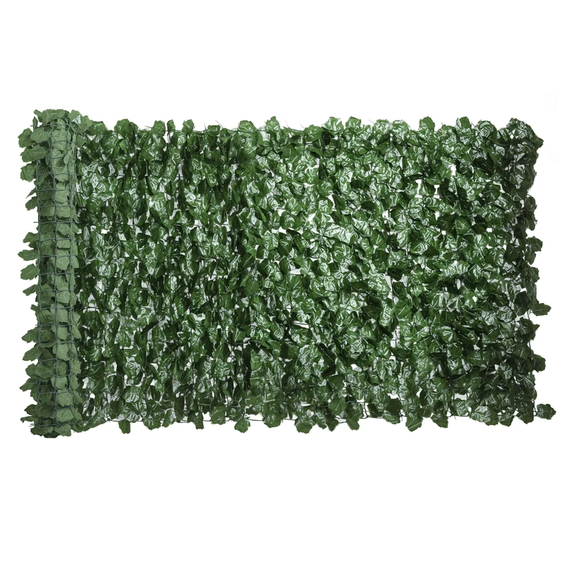 Outsunny Rola de Gard Viu Artificial pentru Balcon și Grădină din PE cu Frunze de Iederă, 300x100 cm, Verde Închis