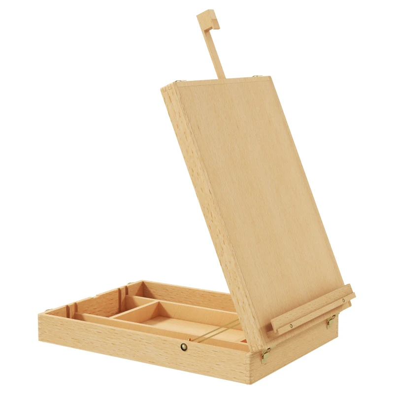 Vinsetto Cavalete de Mesa Ajustável em Madeira de Faia com 5 Compartimentos Prancha de Desenho e Esboços Dobrável 27x41,5x42,5-74,5 cm Madeira