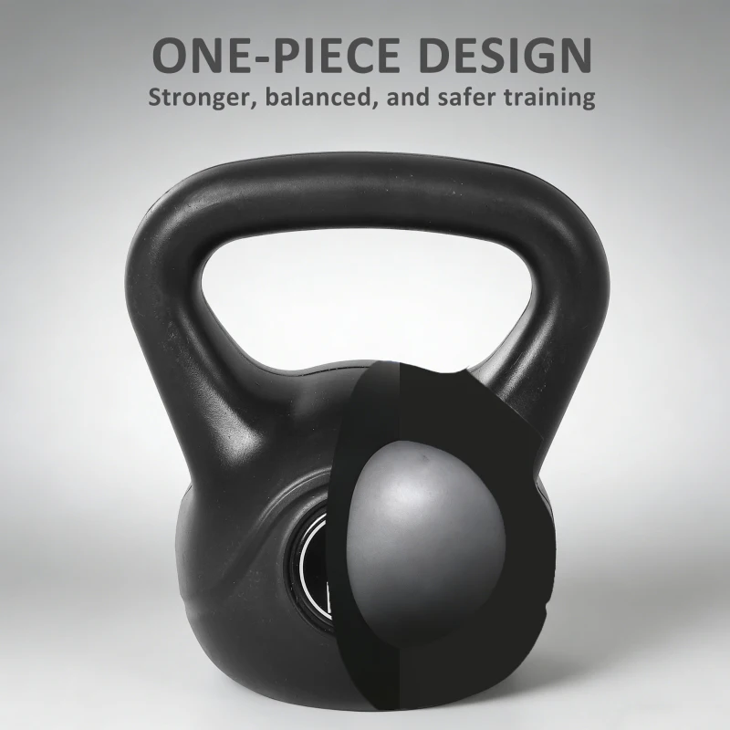 HOMCOM Peso Russo de 8 kg Kettlebell Preenchido de Areia com Punho Largo e Antiderrapante para Trenos em Casa e Ginásio 22x17x24 cm Preto