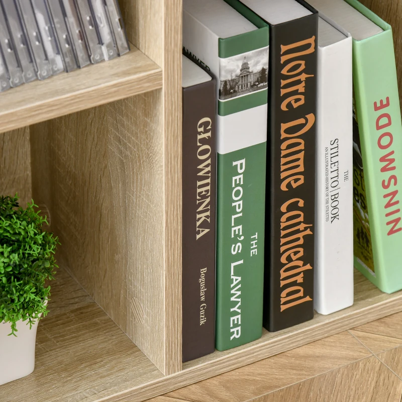 HOMCOM Bücherregal Wohnzimmerregal Bücherschrank Standschrank mit 7 Fächern Eiche Spanplatte 50 x 24 x 106 cm