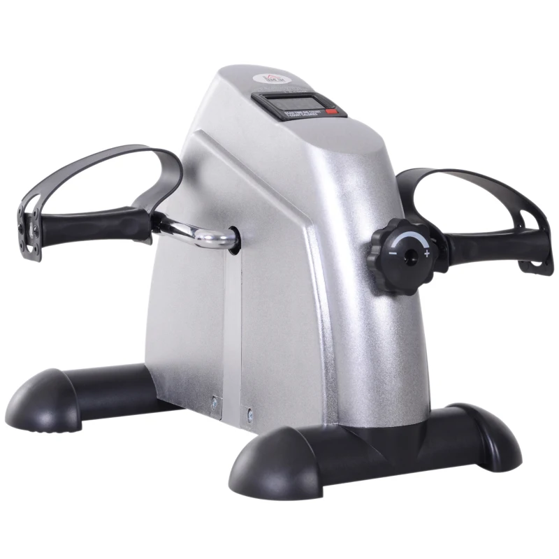 HOMCOM Mini Heimtrainer Arm-und Beintrainer Pedaltrainer für Senioren mit LCD-Display verstellbarer Widerstand Fitnessbike Hometrainer für Zuhause Heim Büro 35 x 40 x 31 cm Silber