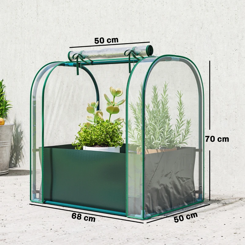 Outsunny Mini Estufa com Bolsa de Plantação Estufa Pequena Portátil para Interior e Exterior 68x50x70 cm Verde