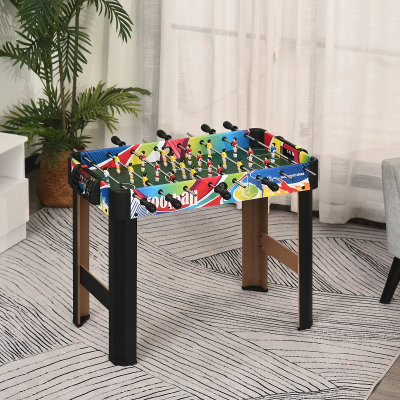 HOMCOM Masa de Fotbal cu 2 Tabele de Scor, din Lemn, Oțel Inoxidabil și Plastic, 86,5x43,5x63 cm, Multicolor