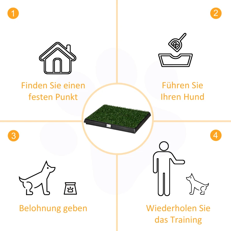 PawHut Hundetoilette mit Gras 63 x 51 cm Hundeklo Waschbar Welpentoilette Welpenklo mit herausnehmbarer Schublade, Trainingsunterlage für Kleine Hunde Große Hunde