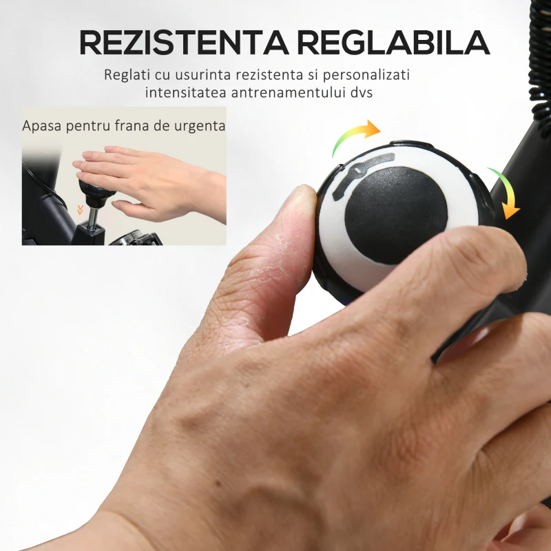 HOMCOM Bicicletă fitness pentru acasă cu volant de 8 kg și ecran LCD, din oțel și ABS, 103x53x100-114 cm, roșu și negru