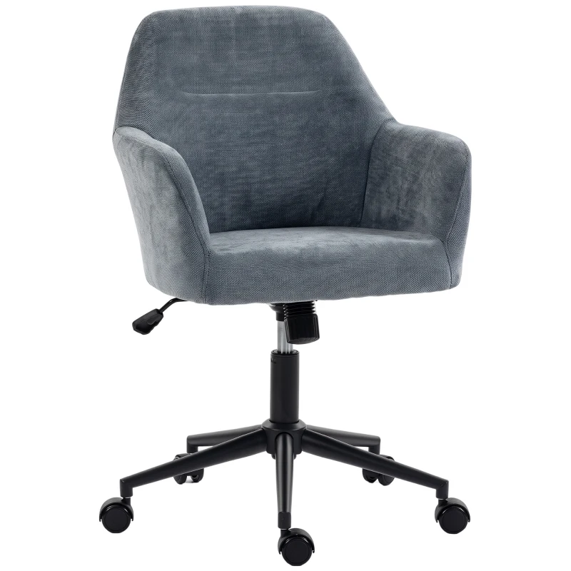 HOMCOM Chaise Bureau Ergonomique, Fauteuil de Bureau en Chenille avec Hauteur Réglable, Fonction Bascule, Bleu