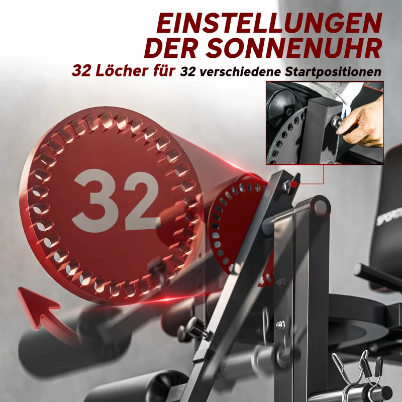 SPORTNOW Beinstrecker, 32 Positionen, verstellbare Rückenlehne und Oberschenkelstütze, Stahl, Grau/Schwarz