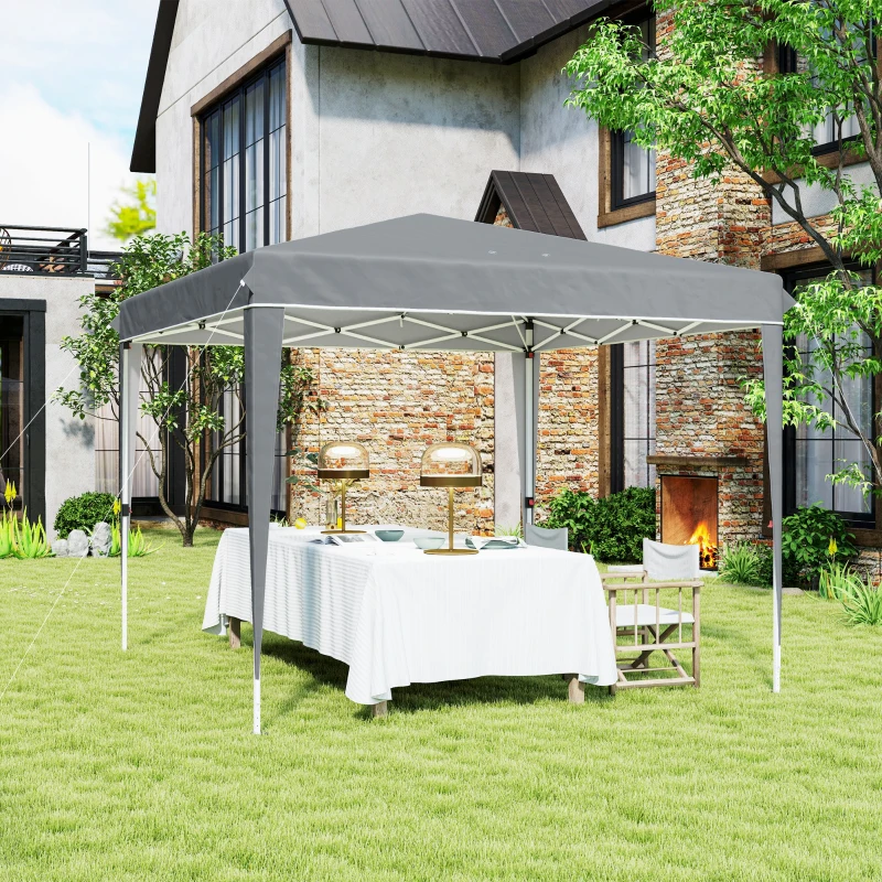 Outsunny 3 x 3 m Pop-up-Pavillon mit Tragetasche, UPF50+ höhenverstellbares Gartenzelt, Hellgrau