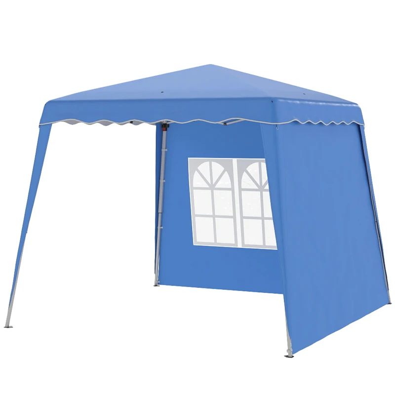 Outsunny Tenda Dobrável com 2 Paredes Laterais Altura Ajustável Proteção UV50+ e Bolsa de Transporte 240x240x250 cm Azul