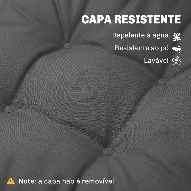 Outsunny Conjunto de Almofadas para Cadeiras de Jantar 42x42x5 cm Jogo de 4 Peças Almofadas para Cadeiras de Jardim Impermeáveis Cinzento