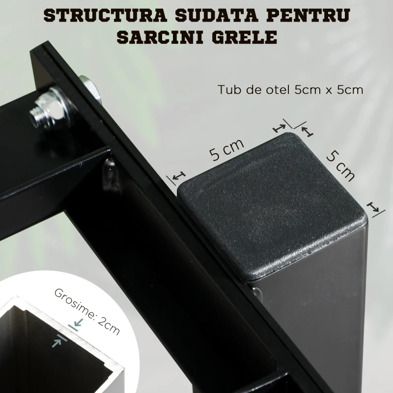 SPORTNOW Suport pentru Greutăți cu 2 Rafturi din Oțel pentru Sală de Fitness, Casă și Birou, 94x52.5x82cm, Negru