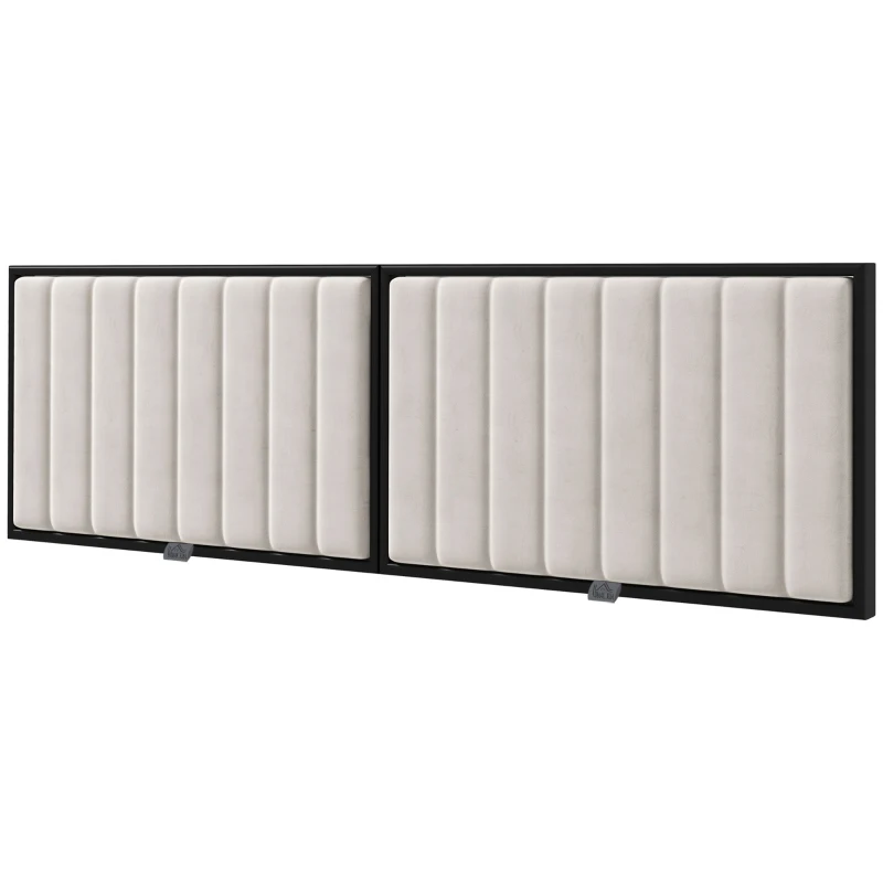 HOMCOM Tăblie de perete pentru pat dublu, tapițată, din catifea, pentru paturi de 180 cm, crem