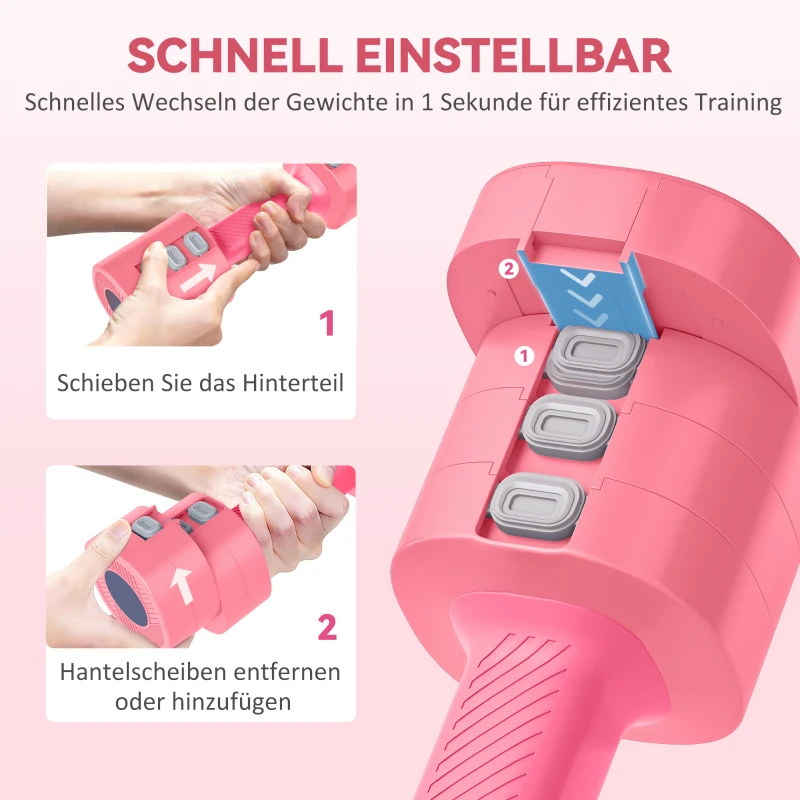 SPORTNOW Hantelset, verstellbares Gewicht, quadratische Form, vielseitig, Metallkern, Rot