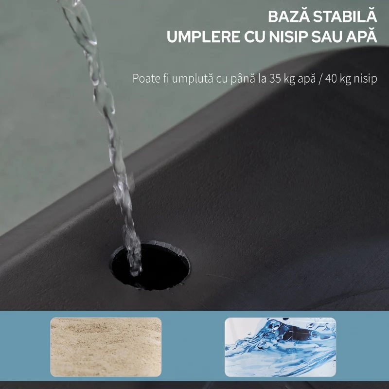 HOMCOM Coș de baschet reglabil pe înălțime, cu bază umplibilă și 2 roți, din oțel, PE și HDPE, 70x45x2 cm
