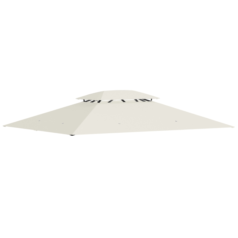Outsunny Toldo de Substituição 4x3m para Pérgola de Jardim 2 Níveis Respirável com 8 Orifícios de Drenagem Cobertura Superior de Substituição para Pérgola Exterior Bege