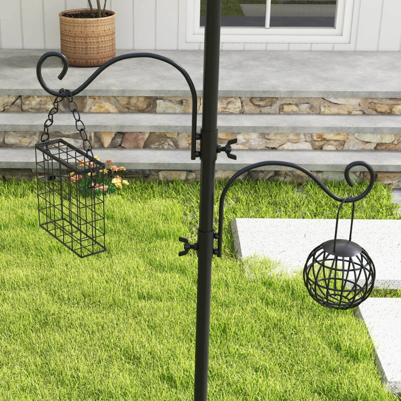 PawHut Vogel Futterstation 226 cm Vogelfutterstation mit 6 Haken, 4 hängenden Futterspendern Erdspieß, Freistehend
