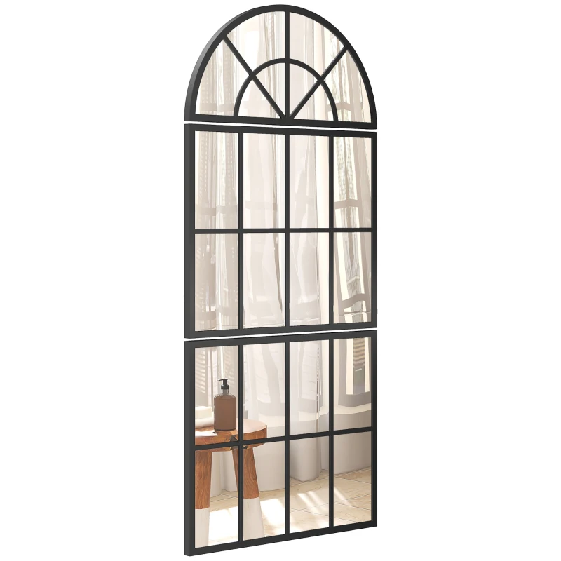 HOMCOM Bogen Wandspiegel 120 x 54 cm Fenster Hängespiegel 3 Teiliger Großer Spiegel für Schlafzimmer Wohnzimmer