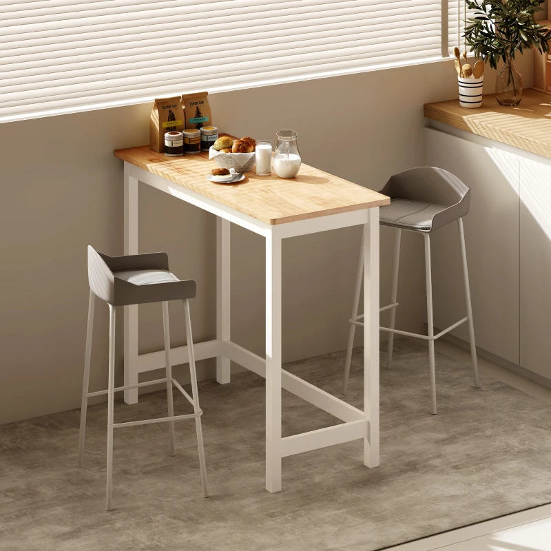 HOMCOM Bartisch, Eichenoptik, kompakt, Platz für 2 Personen, Naturholz+Weiß
