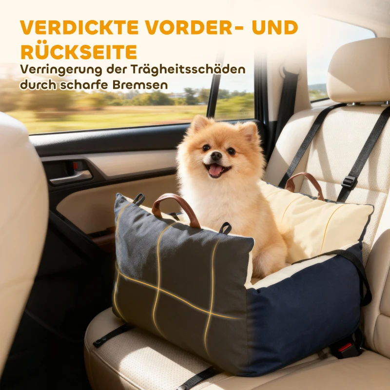 PawHut Hundeautositz, 2 Gurte, waschbare Bezüge, für Haustiere unter 5 kg, Blau