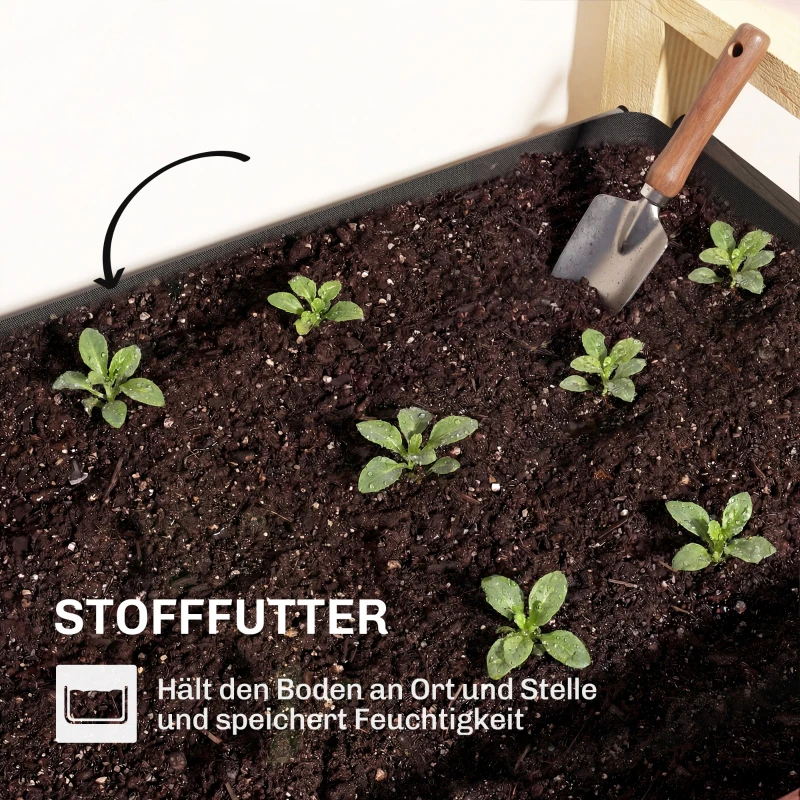 Outsunny Hochbeet Massivholz Pflanzbeet Frühbeet Gartenbeet Blumenkasten für Kletterpflanzen Blumen 98x37x90 cm Grau+Naturholz