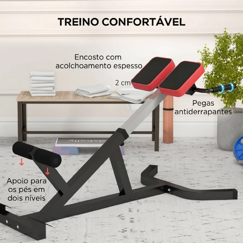 SPORTNOW Cadeira Romana para Hiperextensões com Altura e Encosto Reguláveis, 120 kg, para Treino de Abdominais e Costas