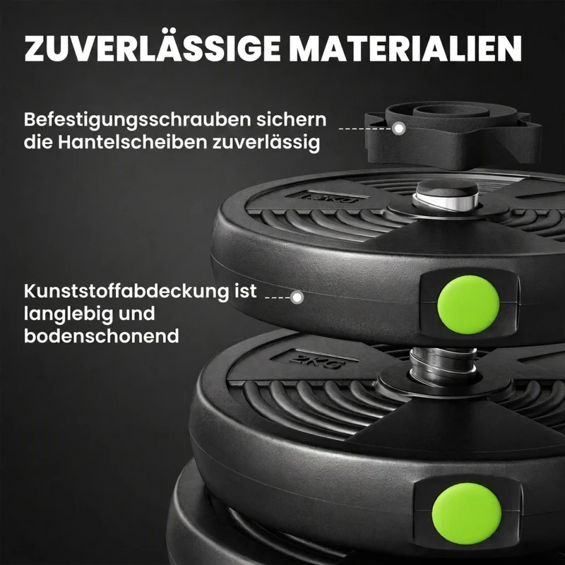 SPORTNOW 2-in-1 Hantel-Set, Lang- & Kurzhantel, 30 kg, rutschfest, bodenschonend, Schwarz/Grün