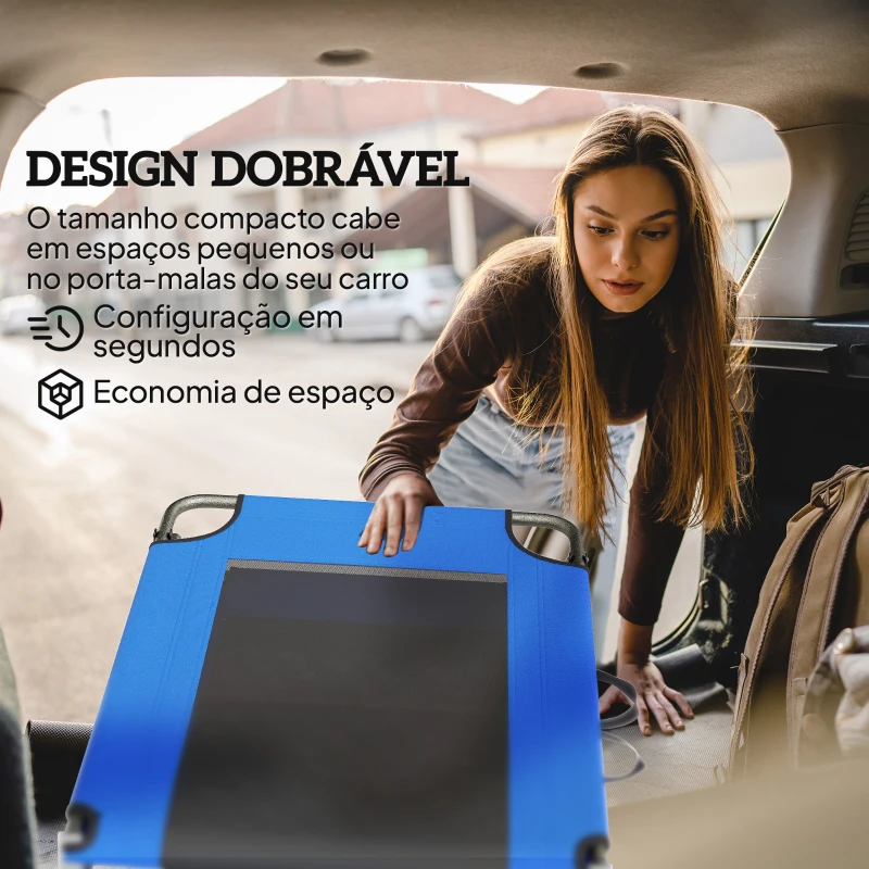 Outsunny Espreguiçadeira Dobrável com Encosto Ajustável em 4 Posições, Alças e Encosto de Textilene Suporta até 120 kg 175x58x68 cm Azul