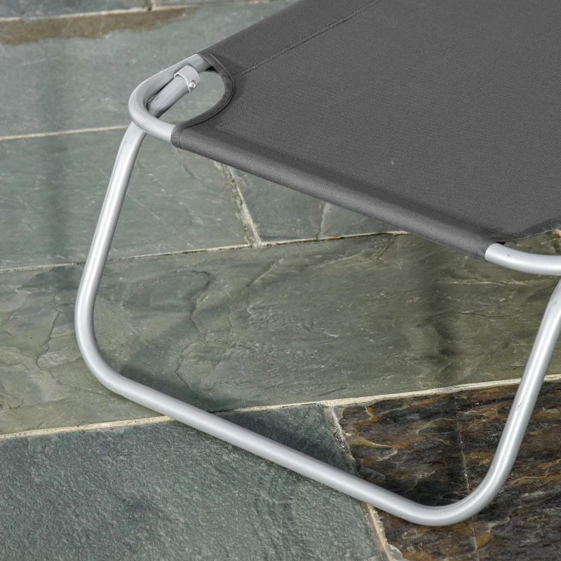 Outsunny Espreguiçadeira Dobrável Espreguiçadeira de Jardim com Encosto Ajustável em 5 Posições para Terraço 187x55x24 cm Cinza