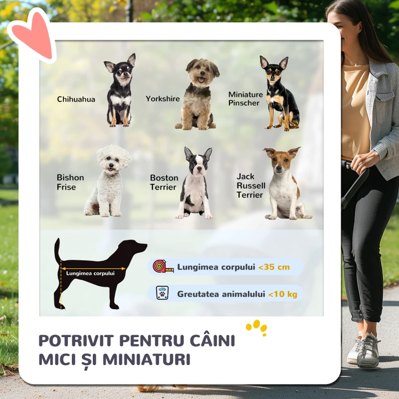 PawHut Cărucior pentru câini 2 în 1, pliabil și convertibil în cușcă de transport, cu 2 lese și pernă, roz