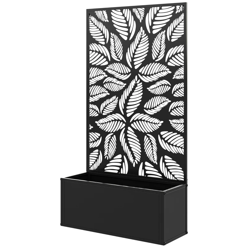 Outsunny Hochbeet mit Sichtschutzpaneel, Rankengitter, Metall, Schwarz
