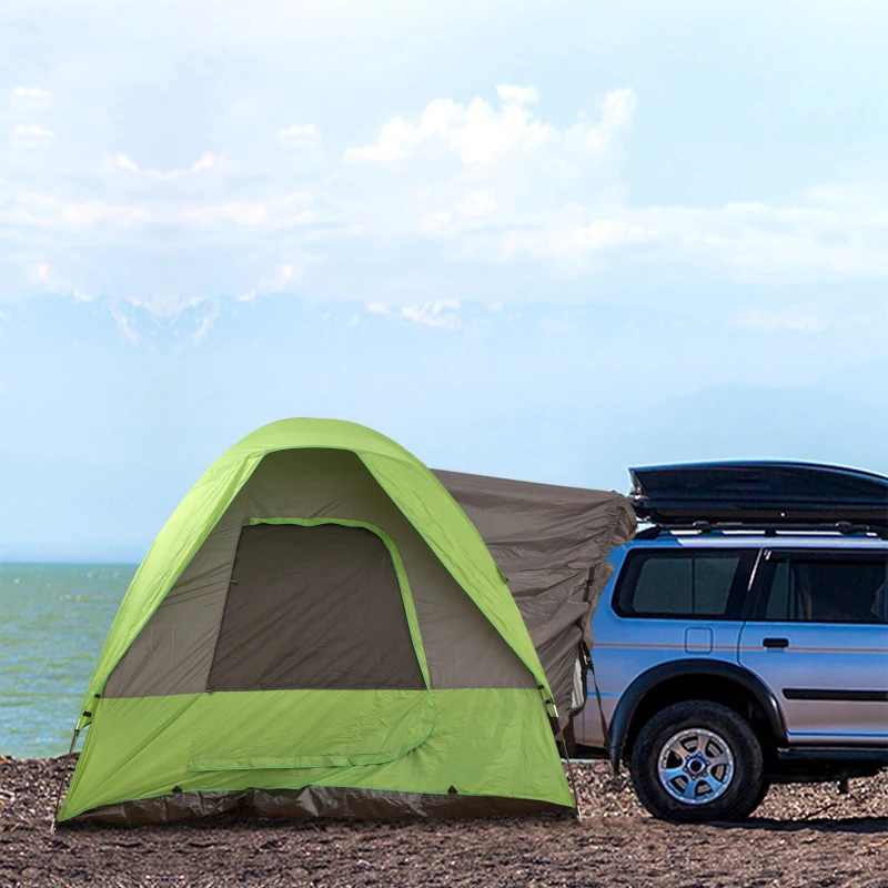 Outsunny Autozelt, Campingzelt, Reisezelt, für 4-5 Personen, Glasfaser Polyester, Grün, 300 x 300 x 230 cm