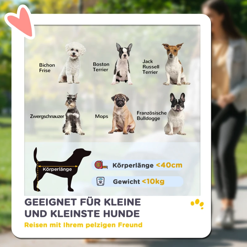 PawHut Hundewagen, Leichter und faltbarer Transportwagen für kleine Hunde, waschbares Kissen, Netzfenster, Khaki