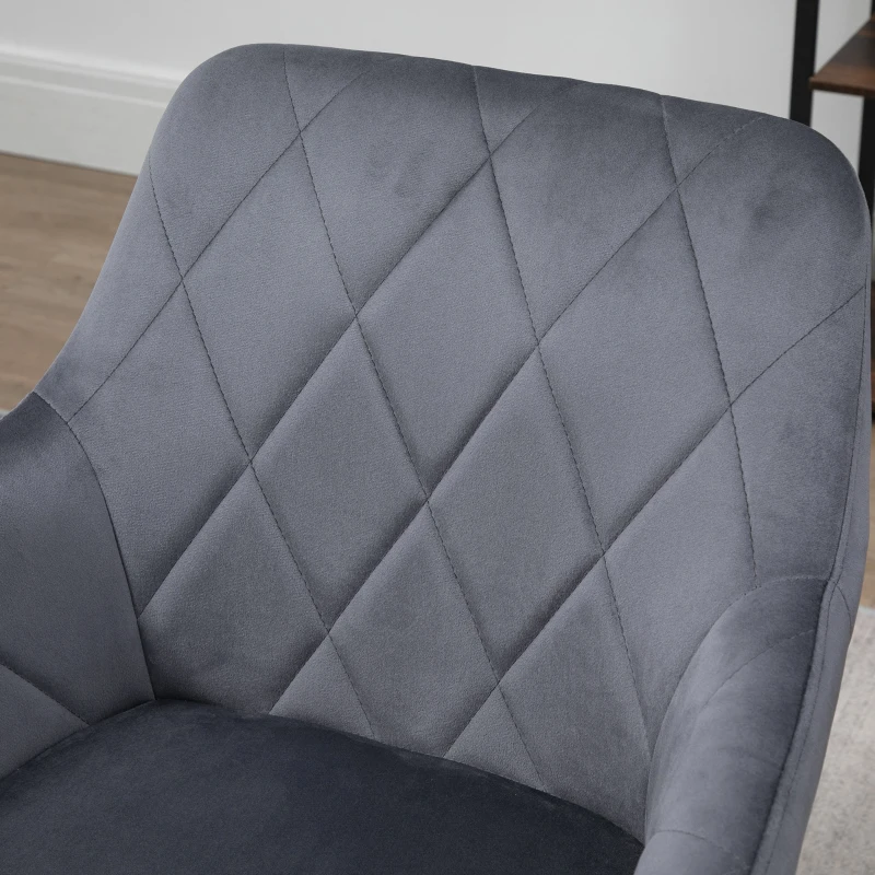 HOMCOM Akzentstuhl im Retro-Design Samtoptik 58 cm x 60,5 cm x 77,5 cm Stahl Grau