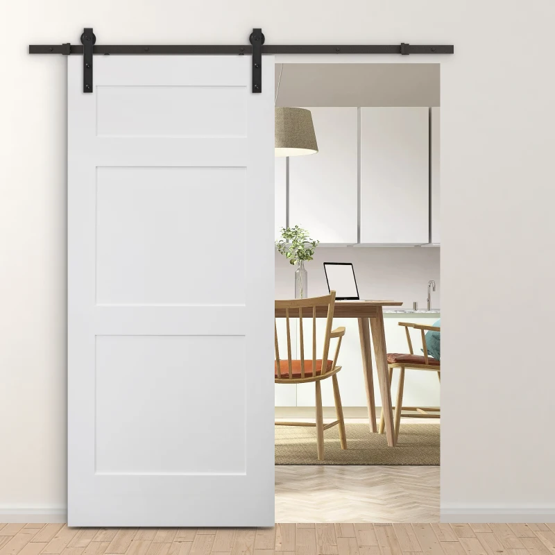 HOMCOM Gleitschienen-Bausatz für Schiebetür, bis 90 kg, Kohlenstoffstahl, 200 cm, Schwarz, inkl. Werkzeuge