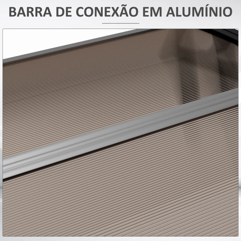 Outsunny Marquesa Exterior para Portas e Janelas 303x96x27 cm com Barra de Liga de Alumínio PP Policarbonato Castanho