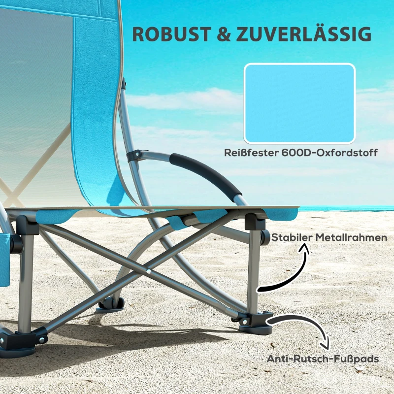 Outsunny 2er Set Campingstühle klappbar Campingstuhl mit Getränkehalter Netzrückenlehne bis 120 kg Blau