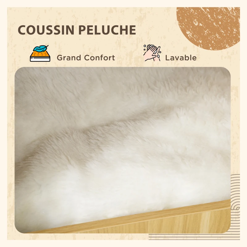 PawHut Maison de toilette pour chat meuble litière chat 3 niveaux compartiment fermé par une porte 1 coussin 60 x 45 x 103 cm