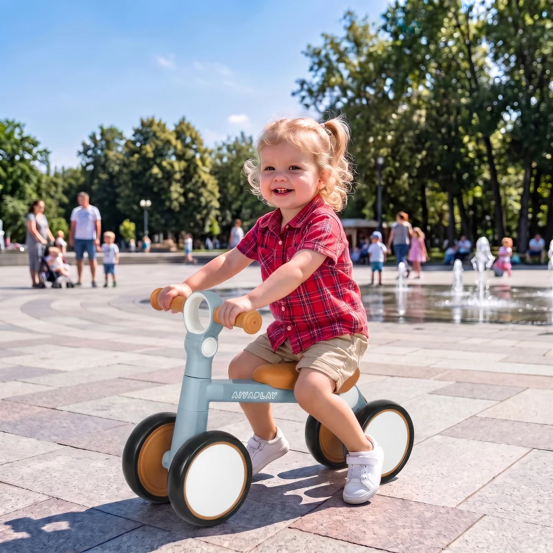 AIYAPLAY Kinder Laufrad Klappbar leicht Lauflernrad mit EVA-Rädern Höhenverstellbarer Sitz Aluminiumrahmen 1-3 Jahre Blau