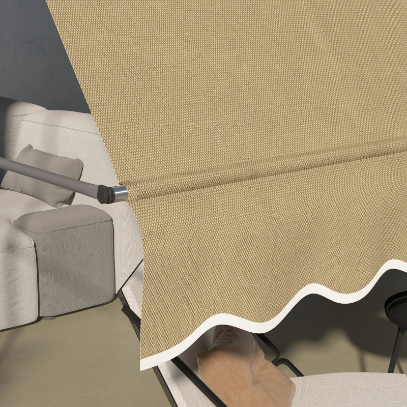 Outsunny Toldo Manual Retrátil com Manivela 300x120x210-300 cm com Altura Ajustável Impermeável para Jardim Varanda Bege