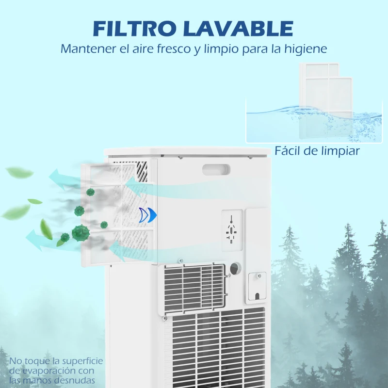 HOMCOM Aire Acondicionado 7000 BTU 760 W con Pantalla LED Control Remoto Temporizador para 8-15 m² 30x34x69,4 cm Blanco
